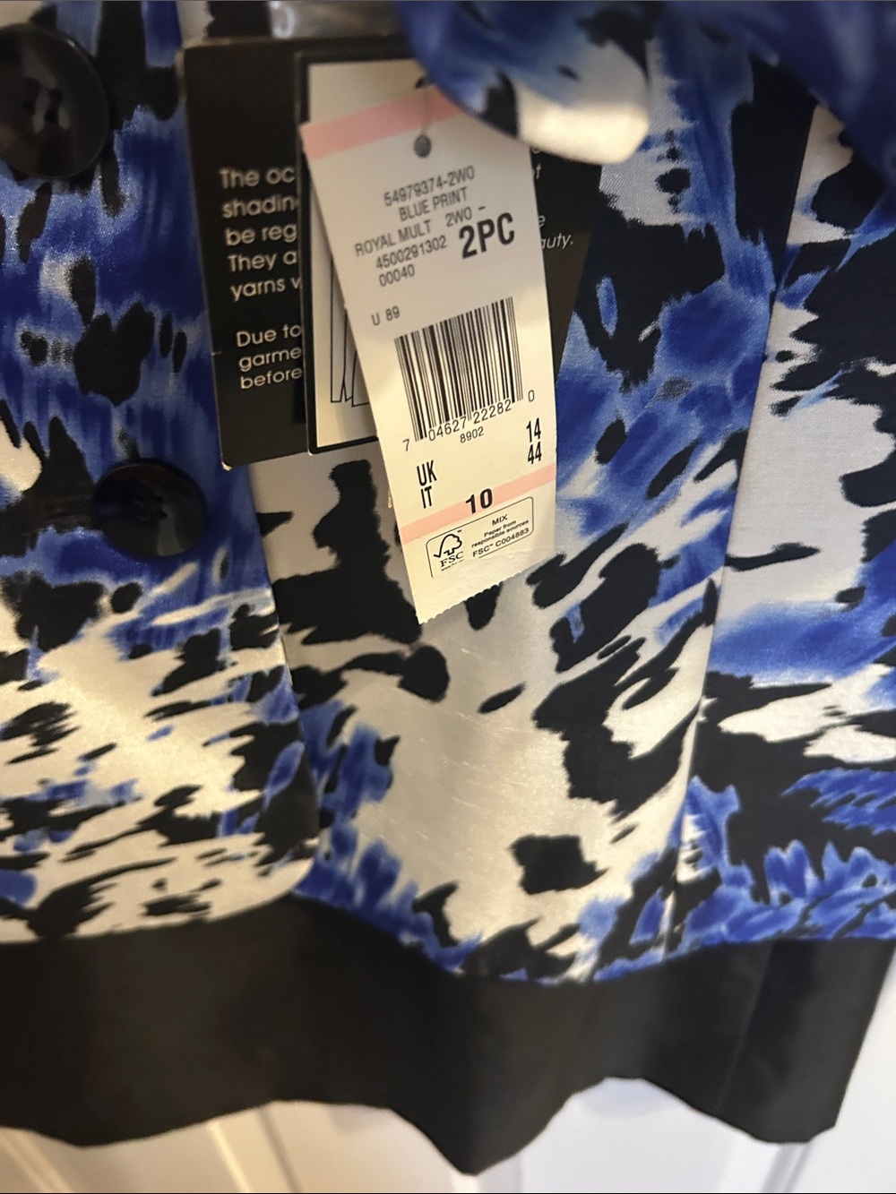 Le Suit Blue Black White Abstract Print Suit - Picture 3 of 9